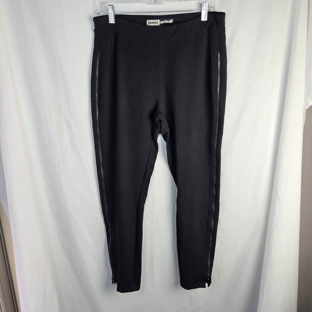 Jamie Sadock Ponte Slim Pants Side Zipper Detail Womens 12 Black Edgy Indie Art